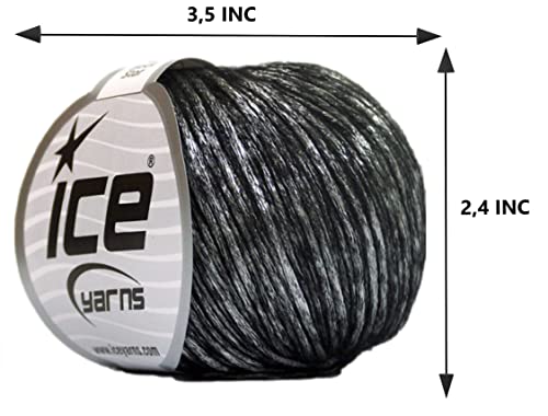 Ice Yarn Rock Star (Pack Of 2) Shiny Knitting Yarn For Diy Handmade Crochet Thread 19% Merino Wool,11% Acrylic,70% Polyamide (2X1.76 Oz),(2X125 Yards) Including Folding Scissors (Silver Black) #TOP1