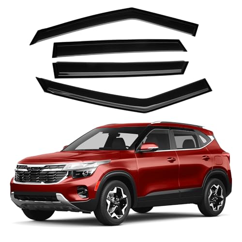 Image of Canvcle Seltos Rain Guards - Window Visors for Kia Seltos 2021-2025, Outside-Mount Tape-On Side Window Wind Deflectors for Seltos Accessories, Vent Visors Shades Rainproof 4PCS