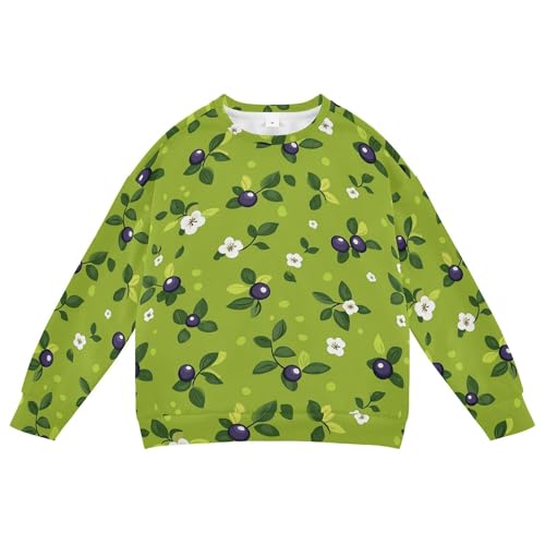 JUNZAN Cute Bilberry Fruit Green Kids Girls Hoodie Sweatshirt Long Sleeve Fall Tops Shirts Party 4T