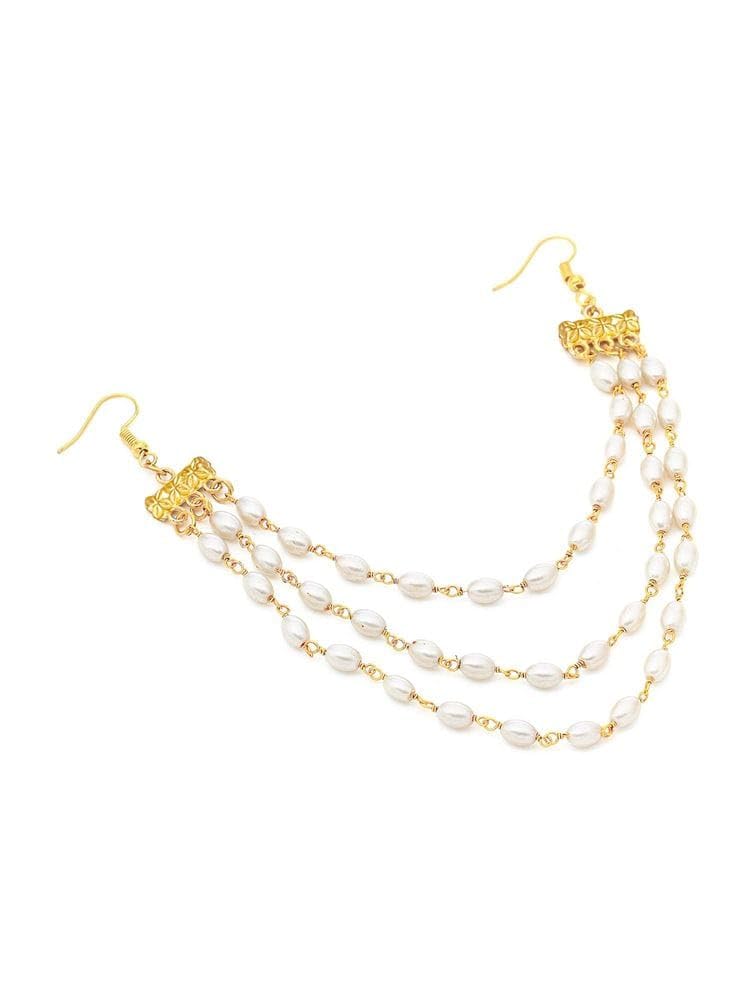 Pearl Hair Chain, Gold Plated Brass, Indian Bridal Wedding Accessory for Women-image-19