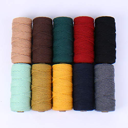 Khaki Macrame Cord 3Mm X 109Yards,Colored Cotton Rope Craft Cord Colorful Cotton Cord Twine For Wall Hanging Plant Hangers Crafts Knitting Decorative Projects #TOP6
