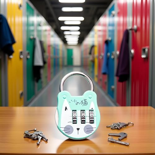 Image of Green 3 Digit Combination Padlock Hard Stainless Steel High Strength Luggage Suitcase Locker Room Padlocks Number Password Lock Combination Locks for Dorm Drawer Safe Lock Padlocks and Hasps