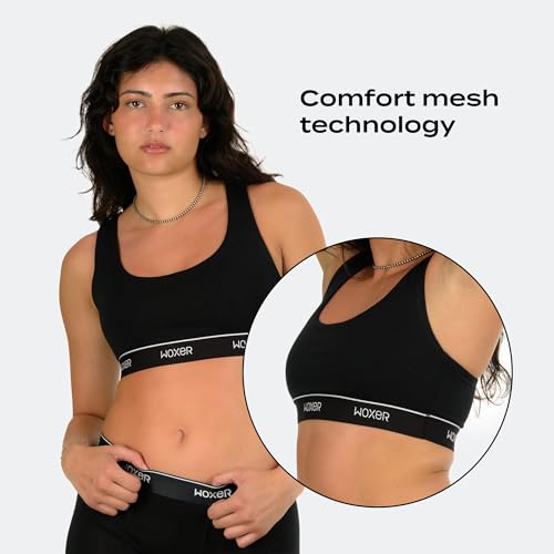 Image of Woxer Boss Bralette for Women - Wireless, Seamless Racerback - Modal Sports Bra, Lounge, Sleep Bralette, Wireless Bra