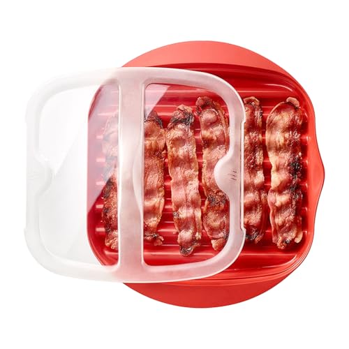 Microwave Bacon Tray with Splatter Lid, Microwave Easy Bacon Maker, Microwavable Bacon Grill Tray...
