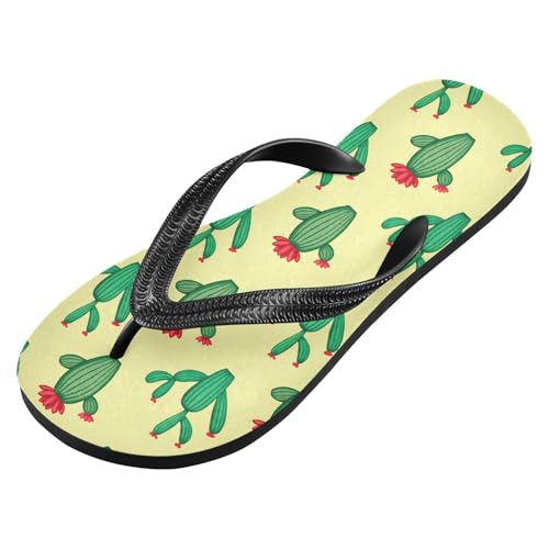 Cactus Plant Yellow Flip Flops for Beach Thong Sandals Anti-slip Lightweight Beach Shoes for House Indoor Outdoor2