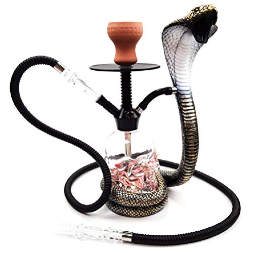 YAMAXUN Shisha Set mit LED-Licht Shisha Cobra Form Shisha Komplett-Set mit Shisha Kopf, Schlauch, Tongs, ohne Nikotin,B – Bild 7