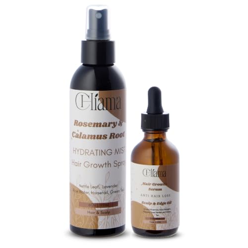 Chiama Scalp and Edge Set, Rosemary and Calamus Mist with Anti Hair Loss Growth Serum, for All Hair Types, Hydrates, Soothes, and Stimulates Hair Growth
