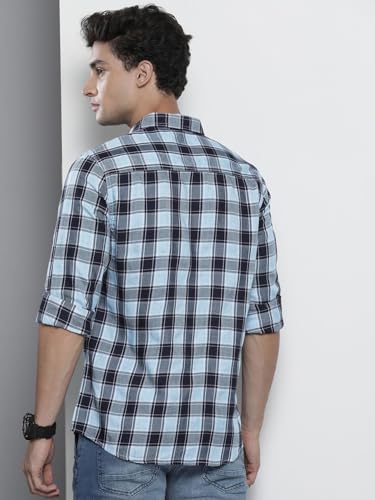 Image of The Indian Garage Co Men Slim Fit Checkered Full Sleeves Cutaway Collar Casual Shirt