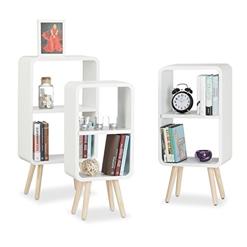 Juego de estanterías de pie con patas de madera MDF – 3 unidades – varios colores