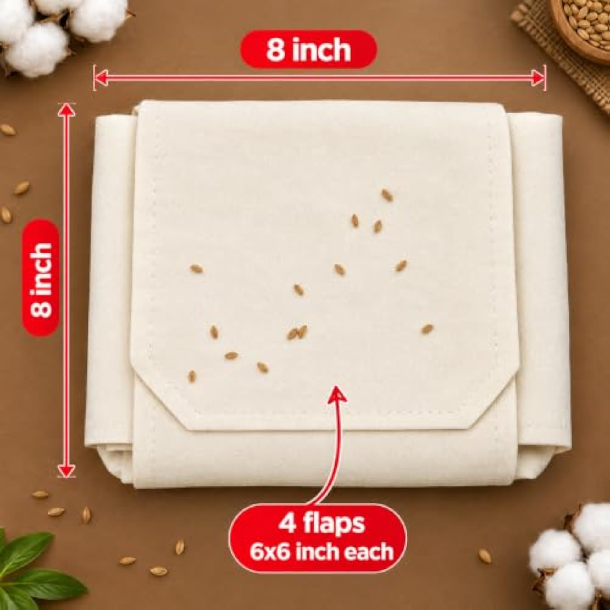 Cotton Roti Cover with 4 Flaps, Reusable Chapati Keeper