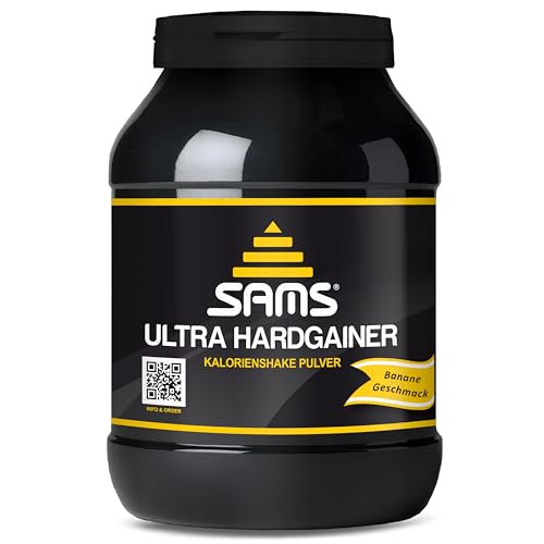 5000 Kalorien pro Tag – Mass Weight Gainer mit Whey Protein Isolat Pulver – Aufbaunahrung für maximale schnelle Gewichtszunahme – Muskelaufbau & Masseaufbau SAMS Ultra Hardgainer (Banane 1050g)