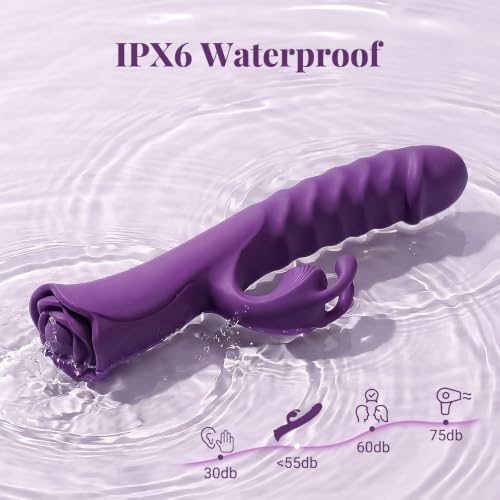Image of Thrusting Vibrator Dildos with App Control & Type-C Fast Charging, 9 Vibration 9 Thrust Modes Rabbit Vibrators, Silicone G-Spot Clitoral Stimulator Adult Sex Toys for Women & Couples with Rose Base