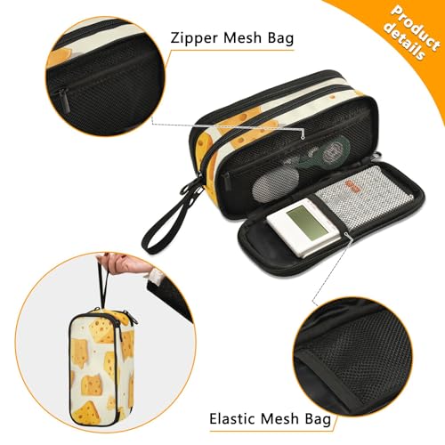 Image of Bolaz Cheese Pencil Case Large Capacity Pen Bag with Compartment Students Stationery Organizer Pencil Pouch Marker Case for School Office Work