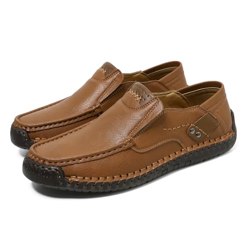 Men's Handmade Slip on Genuine Leather Loafers Soft Breathable Driving Shoes3