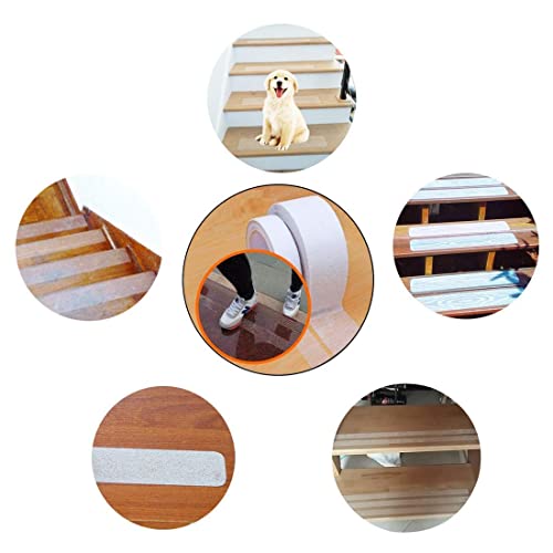 Image of CLIPPER Anti-Skid Tape For Stairs High Traction Abrasive Tape Self Adhesive Waterproof Non Slip Strips for Slippery Floors, Indoor, Outdoor, Staircase, Ramps (5 CM x 5 M) (White)