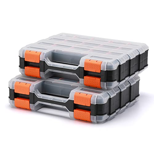 Image of Mayouko Double Side Tools Organizer, Customizable Removable Plastic Dividers, Hardware Box Storage, Excellent for Screws,Nuts,Small Parts, 34-Compartment,2 PCS Set,12.6 inchL x 10.6 inchW x 3.2 inchH