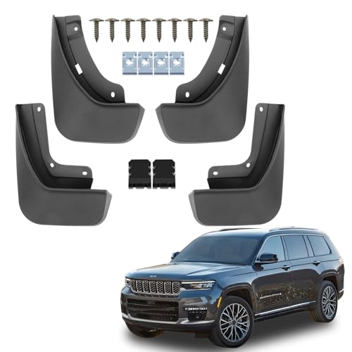 Image of Mud Flaps Splash Guards for Jeep Grand Cherokee L 2024 2023-2021 | No Drilling Required Bendable Mud Guards | Front & Rear 4-Piece Set Car Accessories