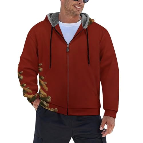 Sweat à capuche en polaire premium zippé pull épais et chaud motif de Noël adulte