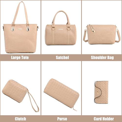 Image of OTMIPIML Purses and Handbags for Women Synthetic Leather Tote Crossbody Bags Satchel Purses Set 6pcs | Set