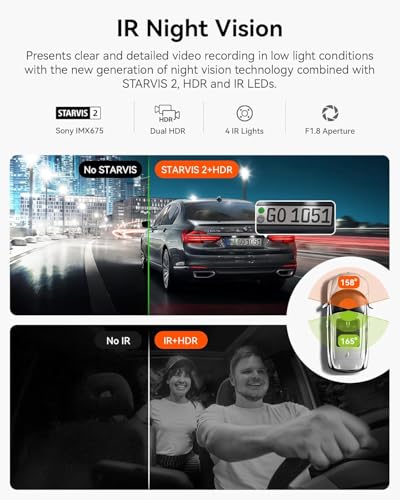 VANTRUE N2X Dash Cam Front Inside 2.7K+1080P Dual HDR, STARVIS 2, 2.5K/60FPS, 5G WiFi, GPS, Night Vision, Voice Control, Car Dash Cam G-Sensor, Dashcam for Car 24/7 Parking Mode, Support 512GB - Image 3