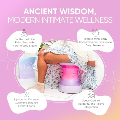 Image of Yoni Steam Seat Set for Feminine Wellness & Self-Care - Vaginal Steamer with SteamSafe Temperature Control & Near Infrared & Red Light Therapy - V Steam at Home Kit with Yoni Herbs for Steaming