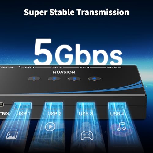 Commutateur USB 3.0 hub switch pour clavier souris et scanner avec sortie audio jack