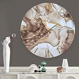MAZZOLA LUCE Orologio da parete rotondo design moderno resina beige e marrone 40cm Made in Italy