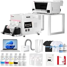H13 F1080 DTF Printer, A3 Apparel Printing Machine with Shaker & Laptop, Air Purifier Combo, Powder Shaker & Dryer, DTF Transfer Machine with White Ink Circulation for T-Shirt Print, XP600