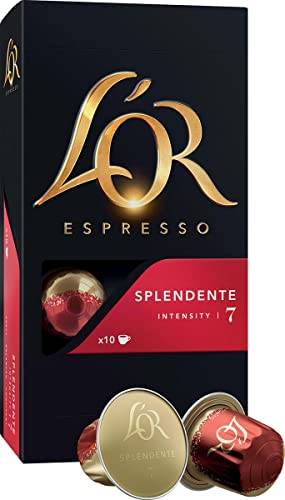 L'OR Splendente, Core Collection, Yoğunluk 7, Turunçgil ve Fındık Notaları Espresso Kapsülleri, 10 Adet, 1 Paket, 07 Splendente