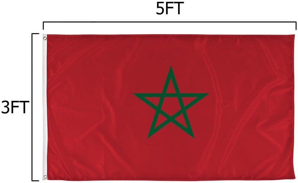 Vispronet 3ft x 5ft Morocco Flag – Indoor/Outdoor Country Flag Decorations – Weather-Resistant Knitted Polyester – Metal Grommets – Printed in the USA – Flag Only