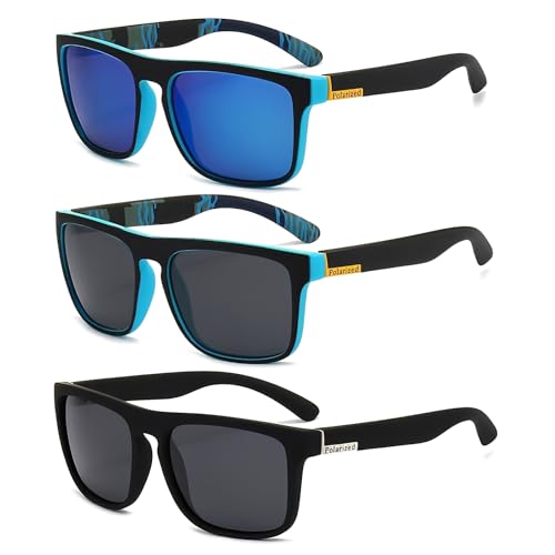 AHEJIOO 3 Stück Sonnenbrille Herren Polarisiert UV400 - Polarisierte Sonnenbrillen Herren Set für Sport & Autofahren - Klassische Herren Sonnenbrille inkl. 3x Putztuch & Tasche