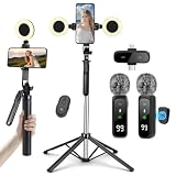 Content Creator Vlogging Kit,180CM Metal Selfie Stick Tripod with Light and Wireless...