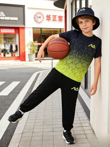Image of Boys Clothes Gradient T-Shirt Jogger Pants Set 8-13 Years Casual Sportswear Summer Outfit Set