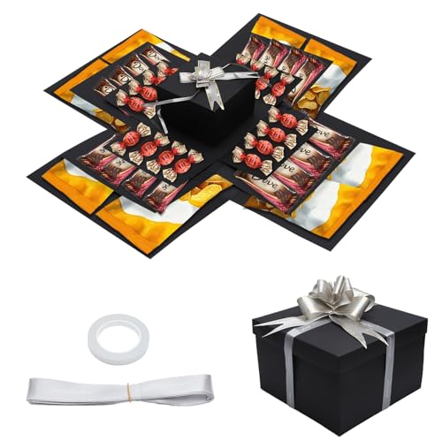 TMZELOA Boîte à surprise 5 couches - Boîte cadeau noire...