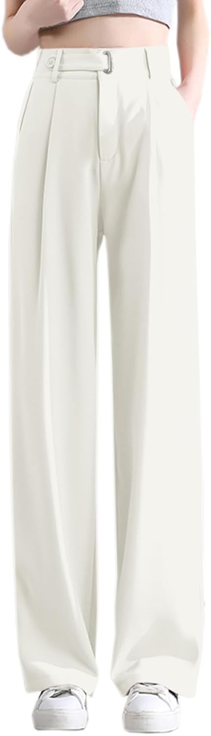 Betusline Women's Wide Leg Pants Business Casual Straight Office Trousers for Women, X-Small-3X-Large
