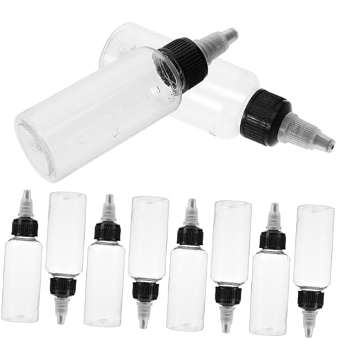 OUNONA 10pcs Airbrush Paint Bottles Scale Portable Plastic Paint Storage Bottles for Tattoo Pigments Dyes