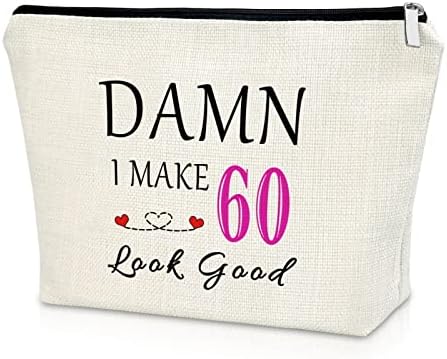 60th Gifts Idea 60th Birthday Gift for Women Makeup Bag 60 Year Old Birthday Gifts for Grandmother Wife Aunt Cosmetic Bag Happy 60th Birthday Gifts Retirement Mother’s Day Gift Christmas Gift
