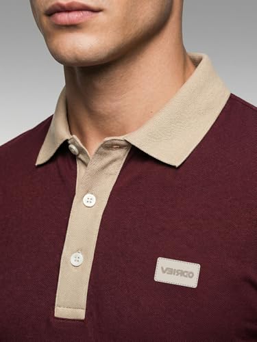 Image of Veirdo Men's Polo T-Shirt Regular Fit, Half Sleeve Contrast Collar Tee, Solid Color Summer Wear, Comfortable Travel, Casual & Office Styling (Sizes S-2XL)