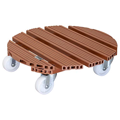 Wagner Pflanzenroller WPC Ø 38,5 x 11 cm I Blumenroller für Außenbereich + Innenbereich I Kübelroller aus FSC® Wood Plastic Composite, Terracotta I Tragkraft 150 kg - 20055501