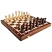 Produktbild CXSMKP Reise-Schachspiel Für Erwachsene Faltbares Schachspiel Mit Interner Aufbewahrung Holzschach Massivholz Brettstücke Faltbares Tragbares Schachbrett, Geschenk Zwei Königinnen,45cm