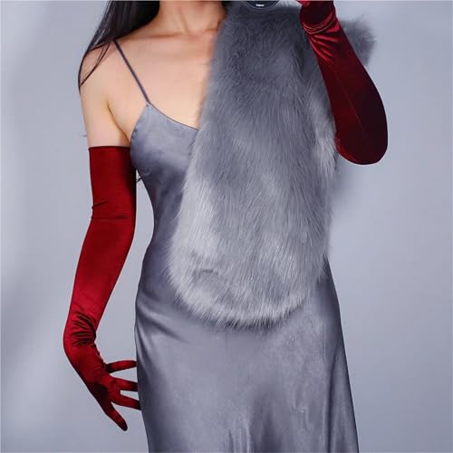 Gants en satin extensible bordeaux foncé extra longs de 60 cm