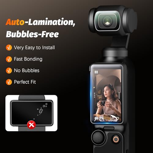 Image of AMAZEAR Lens Screen Protector for DJI Osmo Pocket 3 Accessories (6 Pack), Pocket3 Tempered Glass Screen Protector OLED Display, Full Protection, Ultra HD, 9H Hardness, Scratch Resistant