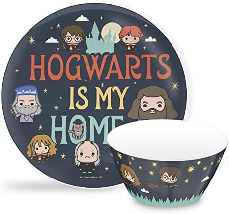 Zak Designs Harry Potter Hogwarts is my Home Dinnerware Set Includes Plate and Bowl, Made of Durable Melamine and Perfect for Kids (2-Piece Set, BPA-Free)