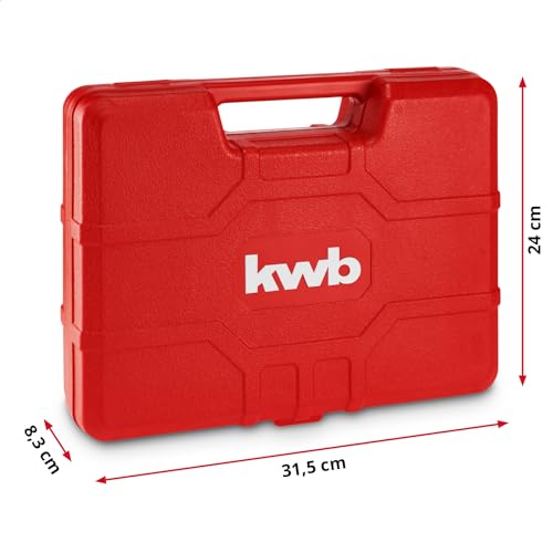 Coffret à outils kwb, 35 pièces, set d'outils, boîte à outils (équipement de base pour le ménage avec tournevis, embouts, pince universelle, marteau, ciseaux, niveau à bulle, couteau à lame sécable)
