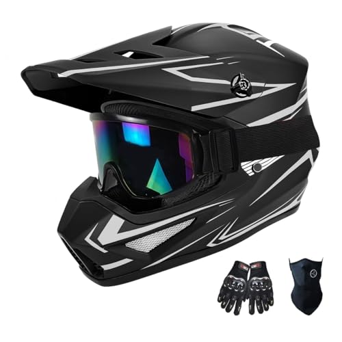 TTMiku - TTMiku Motocross Helmet, Youth Adult ATV Street Dirt Bike Quad Off-Road Motorcycle Adventure Racing Karting Casco Moto Casque, DOT Approved (Gray, Large)