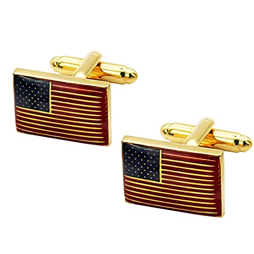 American Flag Cufflinks for Men Cuff links Mens Enamel White And Line Suitable Business Wedding And Aviator Gifts