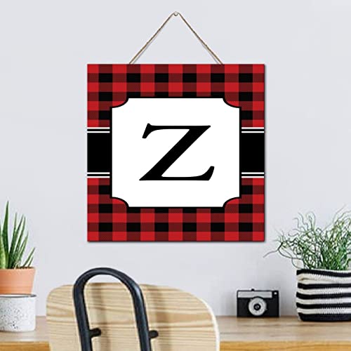 Monogramme de Noël en bois initiale Z déco murale rouge noire 30cm - 5