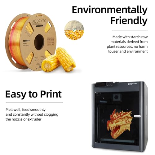 Image of Dual Color Silk PLA 3D Printer Filament 1.75mm, Dual Color 2-in-1 Red-Gold Silk Filament 1KG Spool (2.2lbs) Dimensional Accuracy Probability + /- 0.02mm Fits for Most FDM 3D Printers, Red-Gold