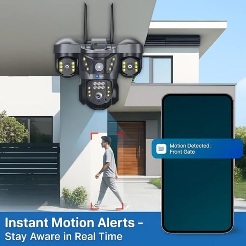 Image of Maizic Smarthome Trion 4G Sim CCTV Camera 5MP�3 (15MP) Triple Lens | 360� Pan Tilt Outdoor Security Camera | Color Night Vision | Human Motion Alerts | Two-Way Audio (Trion 4g Outdoor)