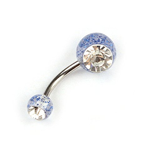 Changeshopping Fashion Navel Belly Button Ring Barbell Rhinestone Crystal Ball Piercing Body (Blue)